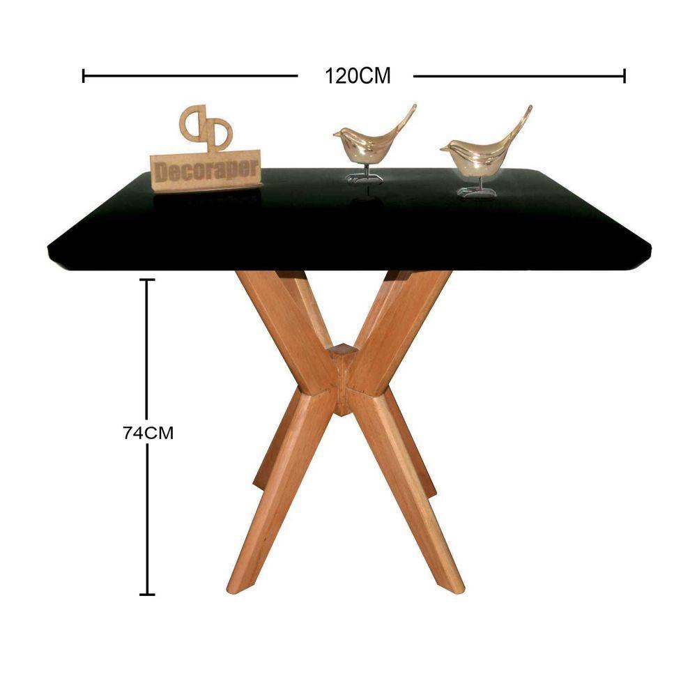 Mesa Jantar Pandora Tampo Retangular Laca Com Vidro 120x70cm Preto - 2