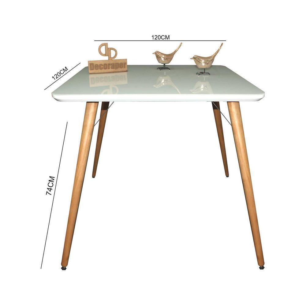 Mesa Jantar Pés Palitos Tampo Quadrado Vidro Laqueado 120cm Off White - 2