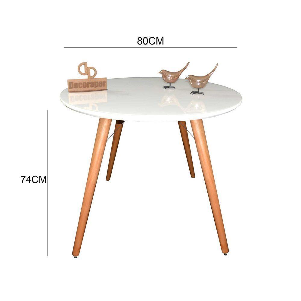 Mesa Jantar Pés Palitos Tampo Redondo Vidro Laqueado 80cm Branco - 2