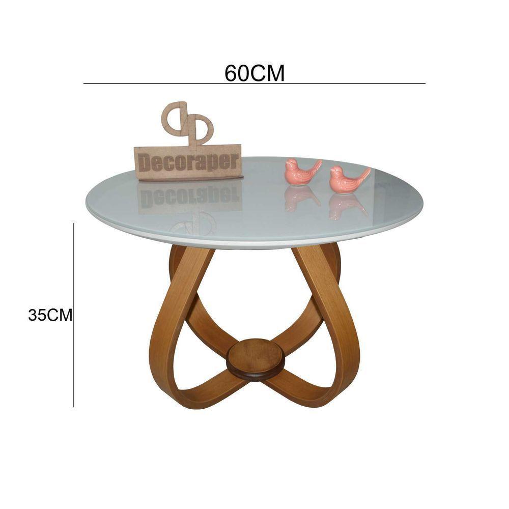 Mesa De Centro Cebola Com Vidro 60cm Off White 35cm - 2