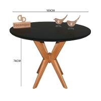 Mesa Jantar Pandora Tampo Redondo Laca Com Vidro 100cm Preto - 2