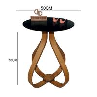 Mesa Lateral Cebola Com Vidro 50cm Preto 70cm - 2