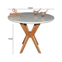 Mesa Jantar Pandora Tampo Redondo Laca Com Vidro 90cm Off White - 2