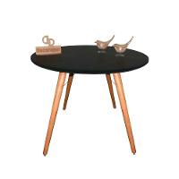 Mesa Jantar Pés Palitos Tampo Redondo Vidro Laqueado 100cm Preto - 1