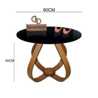Mesa De Centro Cebola Com Vidro 60cm Preto 40cm - 2