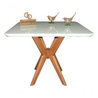 Mesa Jantar Pandora Tampo Retangular Laca Com Vidro 100x70cm Off White - 1