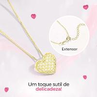Colar Feminino Dourado Aço + Pingente Amor Coração Moda Casual Edição Limitada Qualidade Premium - 3