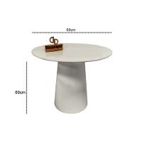Mesa De Canto Cone Laqueado Com Tampo Vidro 60cm Off White 60cm - 2
