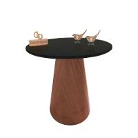 Mesa De Canto Cone Amadeirado Com Tampo Vidro 50cm Preto 70cm - 1