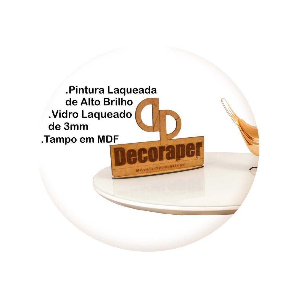 Mesa De Canto Cone Laqueado Com Tampo Vidro 60cm Branco 70cm - 3