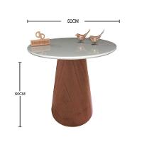 Mesa De Canto Cone Amadeirado Com Tampo Vidro 50cm Off White 60cm - 2