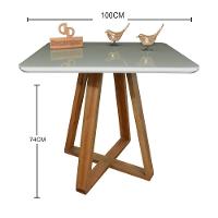 Mesa Jantar Base X Tampo Quadrado Laca Com Vidro 100cm Off White - 2