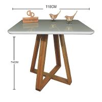 Mesa Jantar Base X Tampo Quadrado Laca Com Vidro 110cm Off White - 2