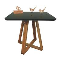 Mesa Jantar Base X Tampo Quadrado Laca Com Vidro 110cm Preto - 1