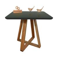 Mesa Jantar Base X Tampo Quadrado Laca Com Vidro 100cm Preto - 1