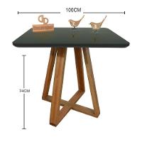 Mesa Jantar Base X Tampo Quadrado Laca Com Vidro 100cm Preto - 2