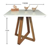 Mesa Jantar Base X Tampo Quadrado Laca Com Vidro 110cm Branco - 2
