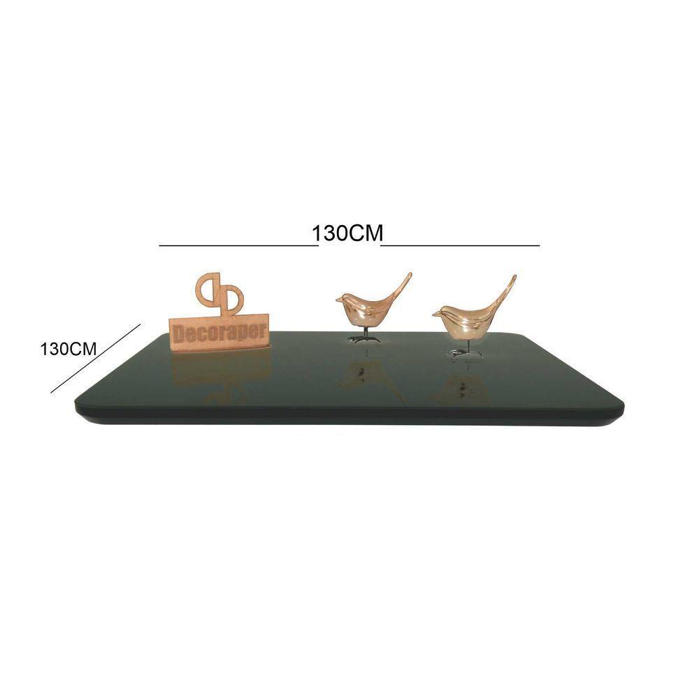 Somente Tampo Quadrado Laqueado Com Vidro 130cm Preto - 2