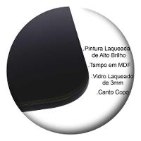 Somente Tampo Quadrado Laqueado Com Vidro 130cm Preto - 3