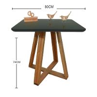 Mesa Jantar Base X Tampo Quadrado Laca Com Vidro 80cm Preto - 3