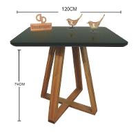 Mesa Jantar Base X Tampo Quadrado Laca Com Vidro 120cm Preto - 2