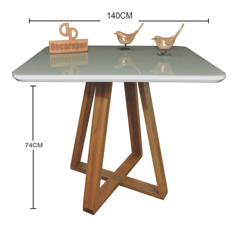 Mesa Jantar Base X Tampo Retangular Laca Com Vidro 140x90cm Off White - 2