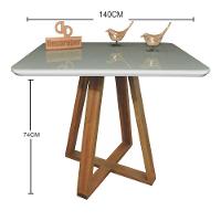 Mesa Jantar Base X Tampo Retangular Laca Com Vidro 140x90cm Off White - 2
