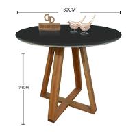 Mesa Jantar Base X Tampo Redondo Laca Com Vidro 80cm Preto - 2