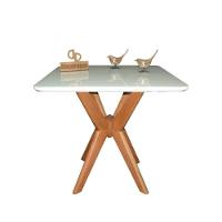 Mesa Jantar Pandora Tampo Quadrado Laca Com Vidro 80cm Off White - 1