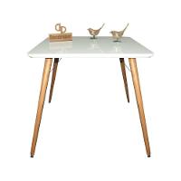 Mesa Jantar Pés Palitos Tampo Quadrado Vidro Laqueado 120cm Branco - 1