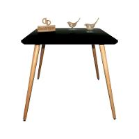 Mesa Jantar Pés Palitos Tampo Quadrado Vidro Laqueado 70cm Preto - 1