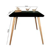 Mesa Jantar Pés Palitos Tampo Quadrado Vidro Laqueado 70cm Preto - 2