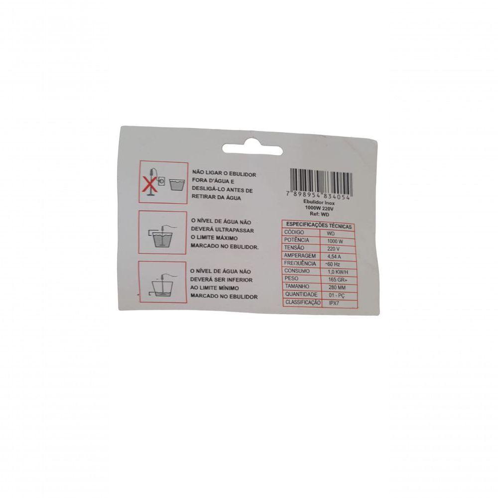 Ebulidor Elétrico Modelo Wd Inox 1000w 220v Resiswal - 4