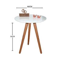 Mesa De Canto Pés Palito Amadeirado Com Tampo Vidro 60cm Branco 50cm - 2