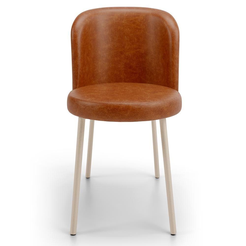 Cadeira Para Sala De Jantar Cozinha Estofada Gavi Arena L02 Couríssimo Camel Lyam Decor - 3