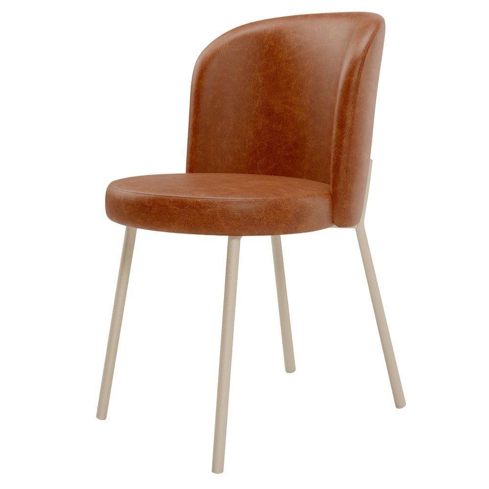 Cadeira Para Sala De Jantar Cozinha Estofada Gavi Arena L02 Couríssimo Camel Lyam Decor - 5