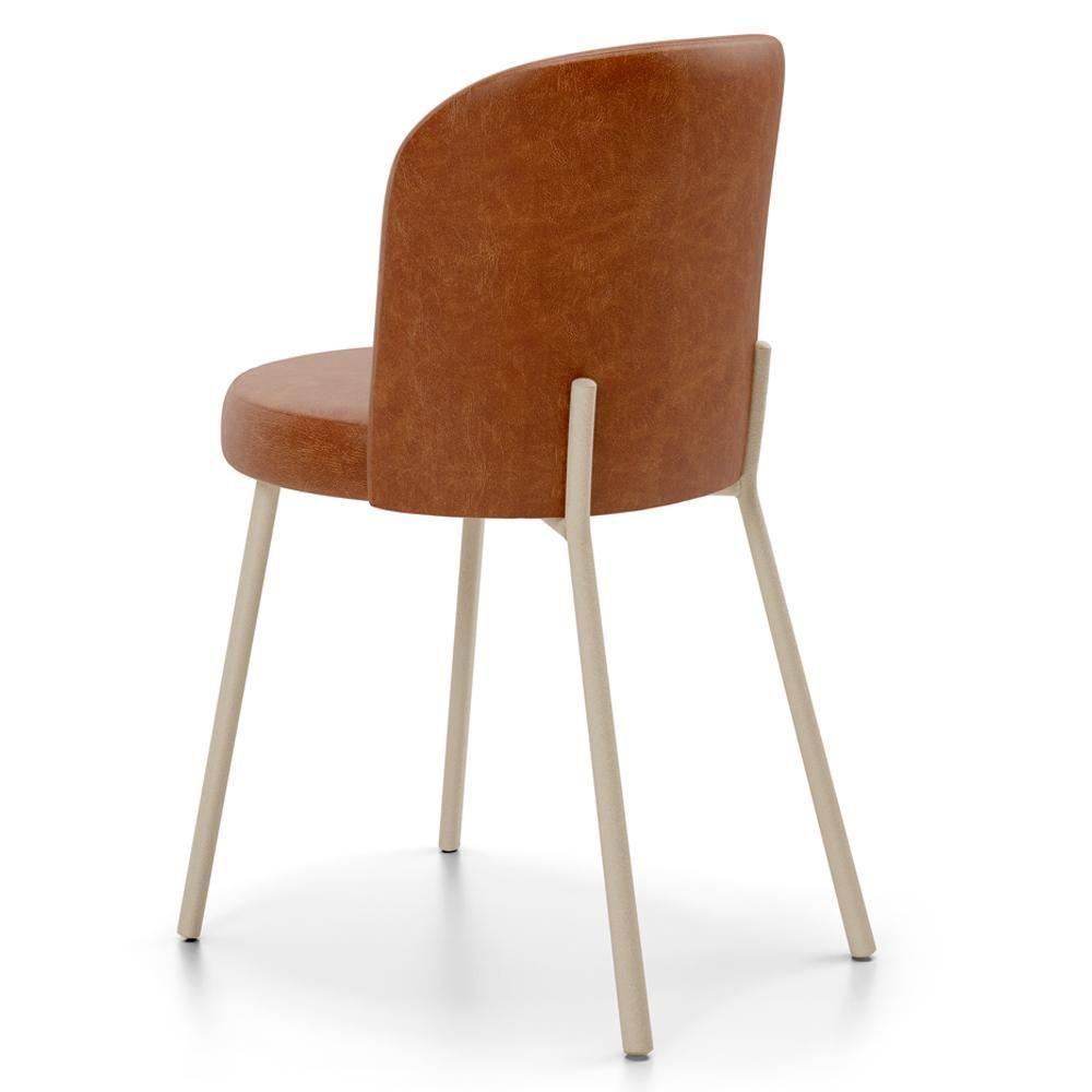 Cadeira Para Sala De Jantar Cozinha Estofada Gavi Arena L02 Couríssimo Camel Lyam Decor - 6