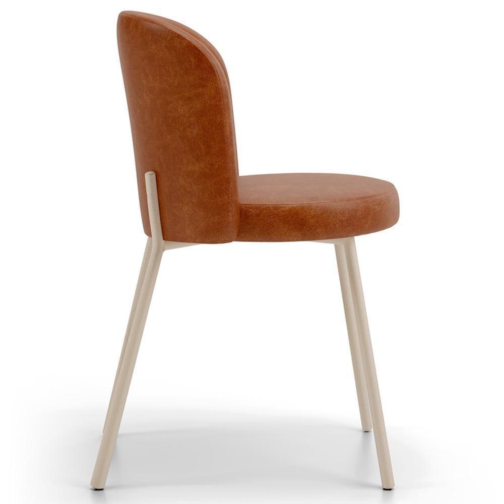 Cadeira Para Sala De Jantar Cozinha Estofada Gavi Arena L02 Couríssimo Camel Lyam Decor - 7