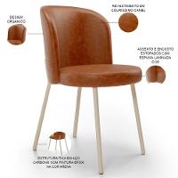 Cadeira Para Sala De Jantar Cozinha Estofada Gavi Arena L02 Couríssimo Camel Lyam Decor