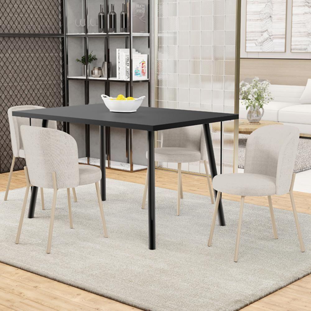 Cadeira Para Sala De Jantar Cozinha Estofada Gavi Arena L02 Linho Cru Lyam Decor - 5