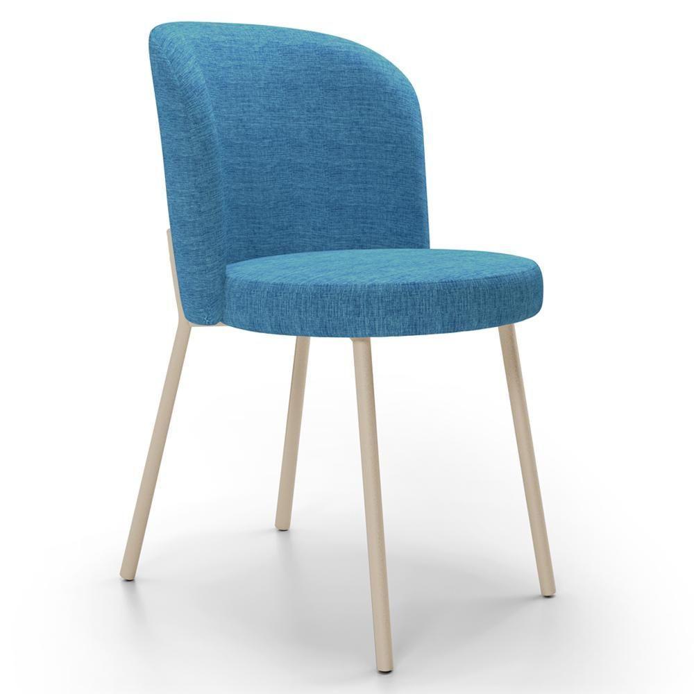 Kit 4 Cadeiras Para Sala De Jantar Cozinha Estofada Gavi Arena L02 Linho Azul Lyam Decor - 7