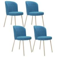 Kit 4 Cadeiras Para Sala De Jantar Cozinha Estofada Gavi Arena L02 Linho Azul Lyam Decor - 1