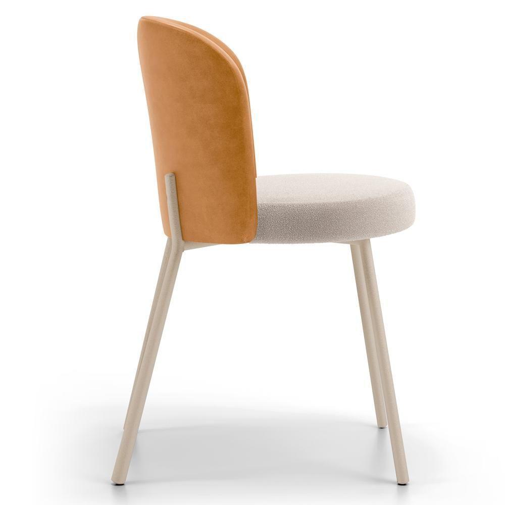 Cadeira Para Sala De Jantar Cozinha Estofada Gavi Arena L02 Couríssimo Whisky Bouclê Creme Lyam Decor - 6