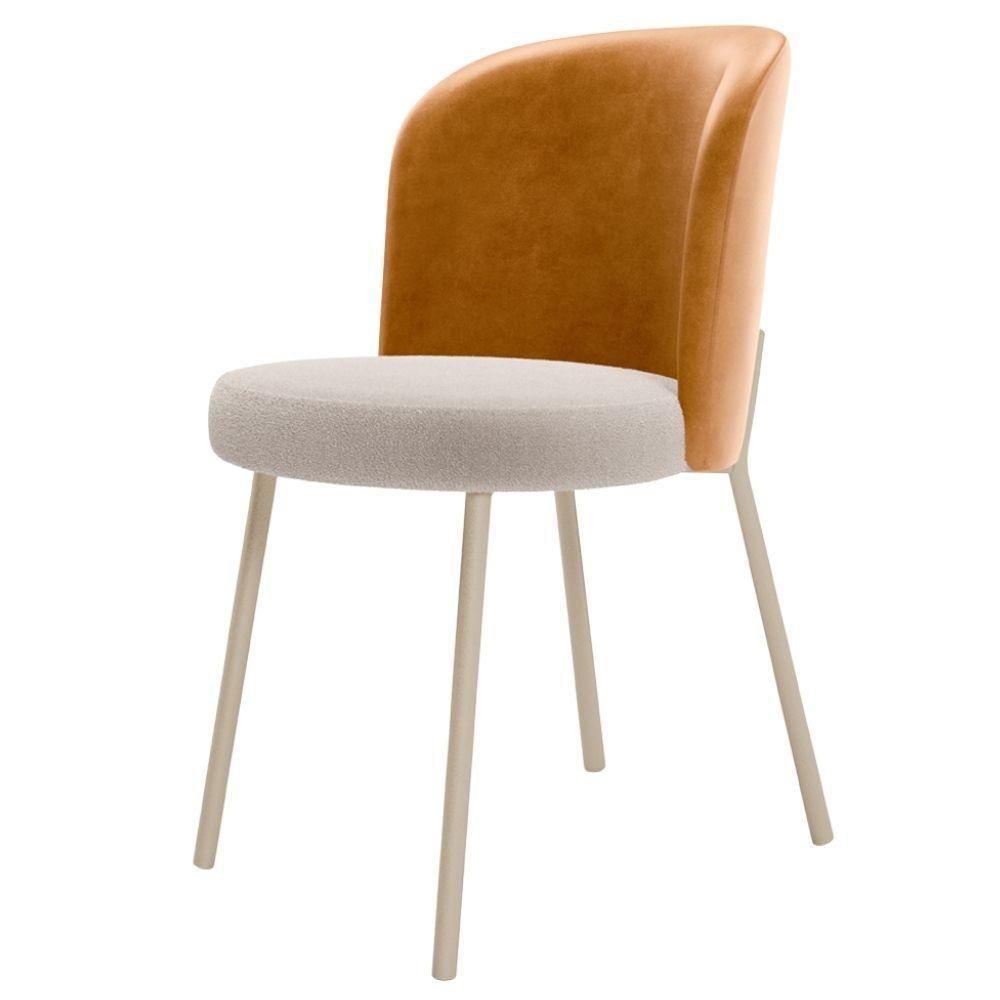 Cadeira Para Sala De Jantar Cozinha Estofada Gavi Arena L02 Couríssimo Whisky Bouclê Creme Lyam Decor - 7