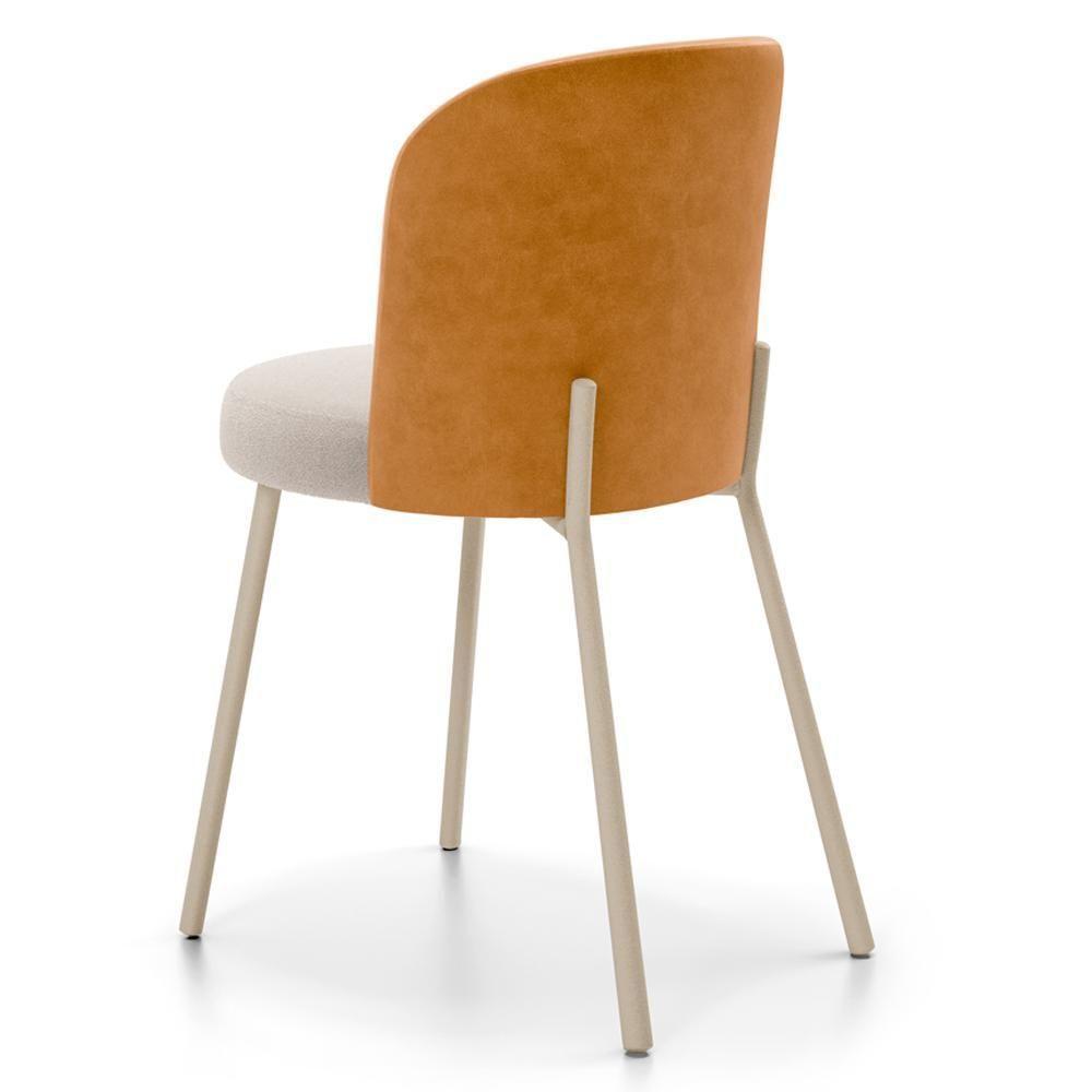 Cadeira Para Sala De Jantar Cozinha Estofada Gavi Arena L02 Couríssimo Whisky Bouclê Creme Lyam Decor - 8