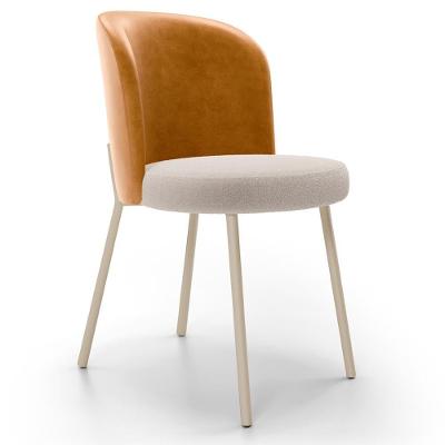 Cadeira Para Sala De Jantar Cozinha Estofada Gavi Arena L02 Couríssimo Whisky Bouclê Creme Lyam Decor