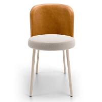 Cadeira Para Sala De Jantar Cozinha Estofada Gavi Arena L02 Couríssimo Whisky Bouclê Creme Lyam Decor - 3