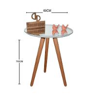 Mesa De Canto Pés Palito Amadeirado Com Espelho 60cm Branco 70cm - 2