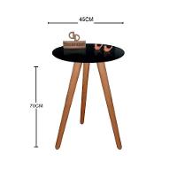 Mesa De Canto Pés Palito Amadeirado Com Tampo Vidro 45cm Preto 70cm - 2