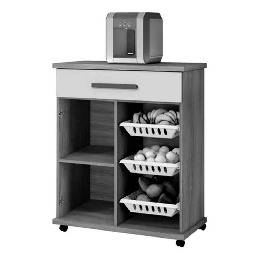 Fruteira 1 Porta 1 Gaveta 3 Cestos Goiânia Arte Móveis Branco - 2